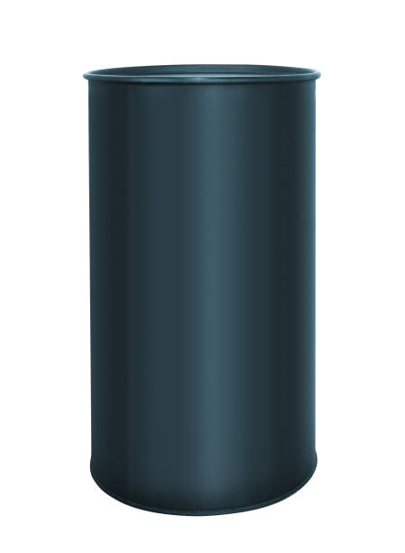 istock black metallic oil barrel on white 1175893028