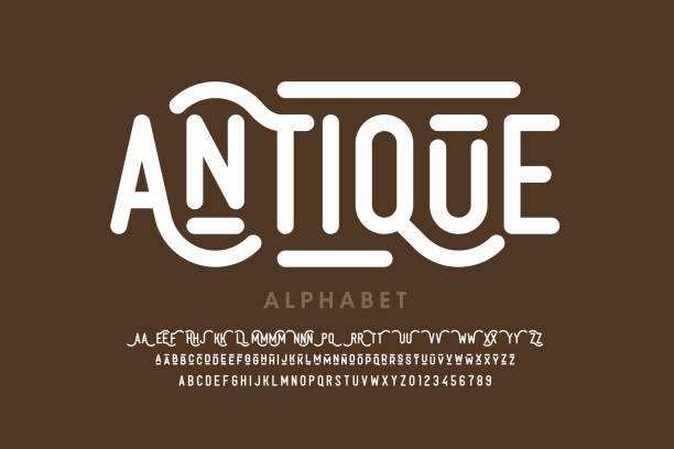 Antique style font Antique style font, alphabet letters with alternates and numbers, vector illustration steampunk style stock illustrations