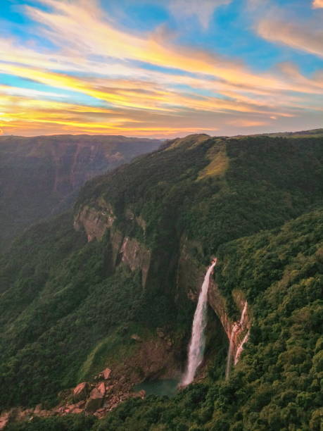 Nohkalikai waterfall, Meghalaya, India stock photo