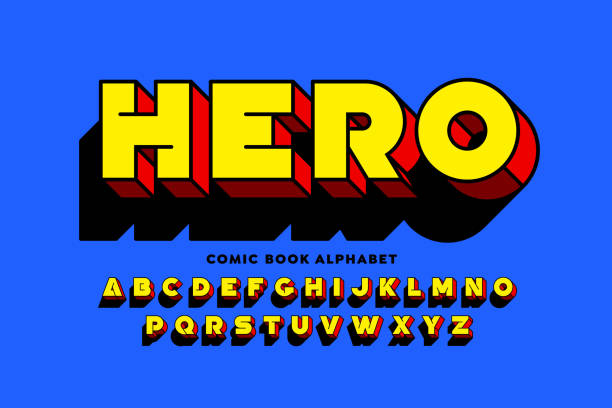 Comic book SuperHero style font Comic book SuperHero style font design, alphabet letters vector illustration fantasy font stock illustrations