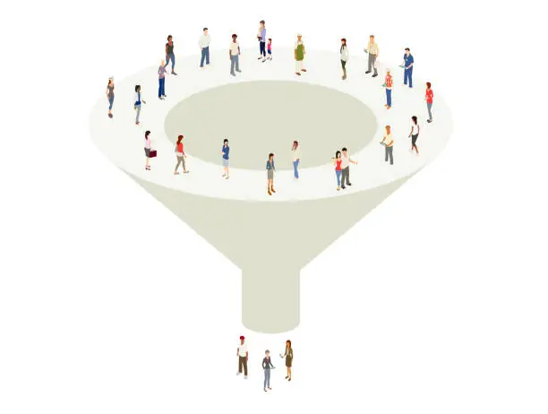 Vector illustration of Marketing sales funnel