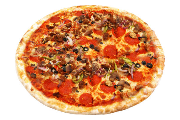 istock Delicious italian pizza over white 1175897067