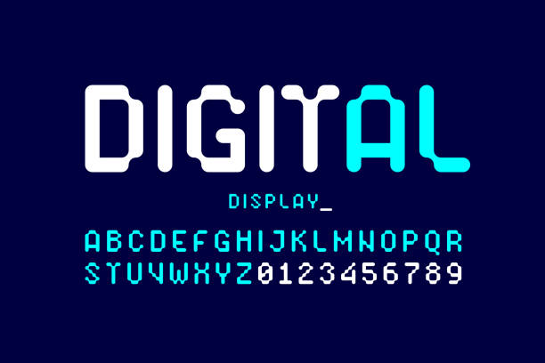 ilustrações de stock, clip art, desenhos animados e ícones de digital display typeface - alphabet letter o typescript letter b
