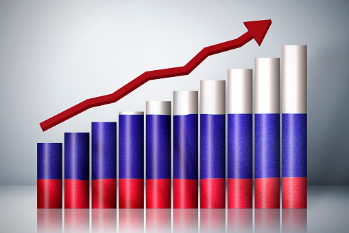 Rising graph about Russia Stock Photo