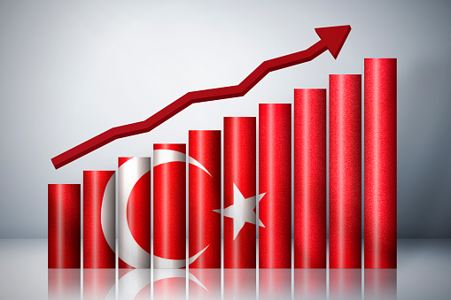 Rising graph about Turkey Stock Photo