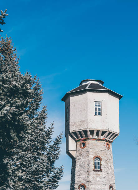 istock Unusual octagonal shape top of a brick tower 1175905980