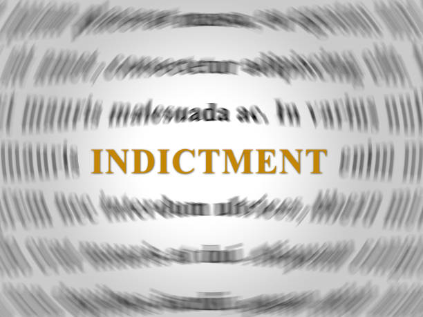 palavra do indictment do júri grande que representa a acusação e a execução de encontro ao réu ilustração 3d - indictment - fotografias e filmes do acervo
