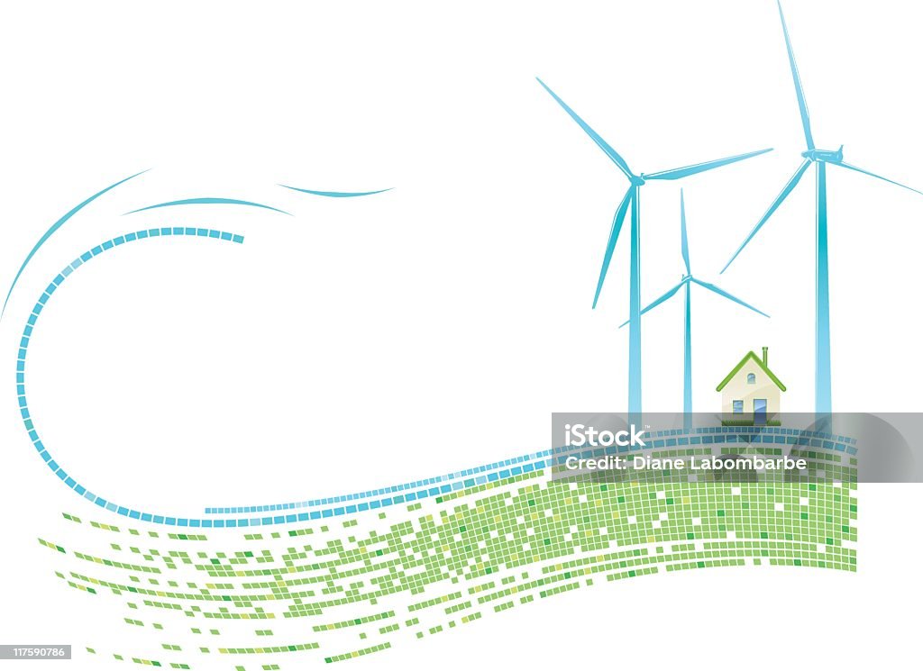 Turbiny wiatrowych - Grafika wektorowa royalty-free (Bez ludzi)
