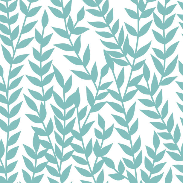 ilustrações de stock, clip art, desenhos animados e ícones de floral seamless pattern with leaves. plant texture for fabric, wrapping, wallpaper and paper. trendy green and white background, vector. - flower flourishes paint backgrounds