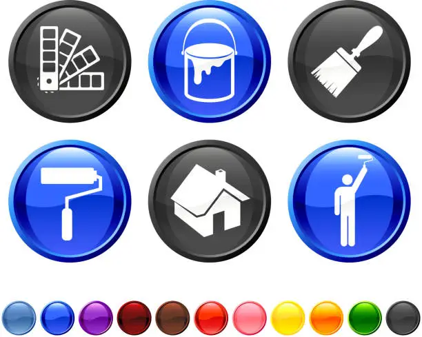 Vector illustration of house painting royalty free vector icon set