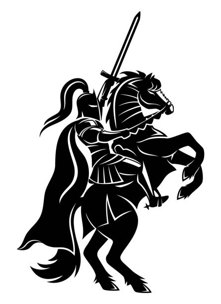 Ancient warrior on horseback. vector art illustration