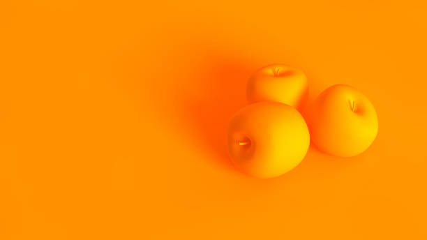 istock Concept stereoscopic image. Apples isolated on orange background. 1175914584