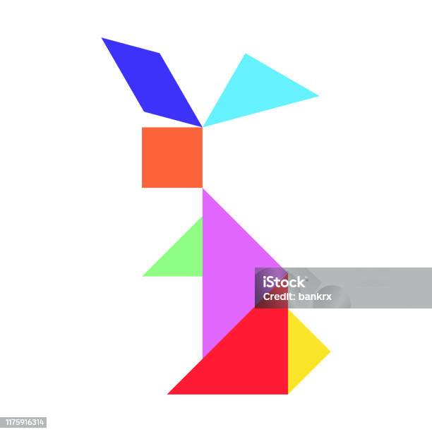 Tangram Rabitte Shape Tangram Puzzle In Rabbit Shape On White Background Stock Illustration ...