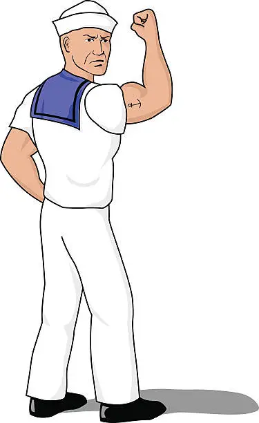 Vector illustration of strong sailor