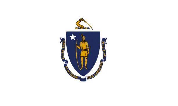 Vector illustration of Flag of the USA State of Massachusetts, vector