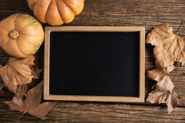 istock Autumnal flat lay with chalkboard 1175922147