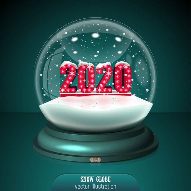 istock 2020 red Snow globe on green background. Merry Christmas and Happy New Year 2020. Realistic christmas snow globe 2020 for Your business project. 2020 Vector Illustration 1175928183