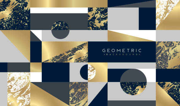 istock Abstract background with geometric figures. Elegant design with marble textures and golden color. 1175928433