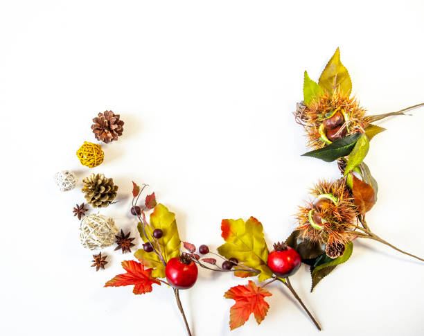 istock autumn leaves and Christmas decorations on 1175930552