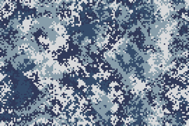 original pixel nahtlose marine armee tarnung für ihr design - camouflage stock-grafiken, -clipart, -cartoons und -symbole