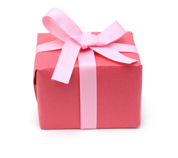 istock A red paper gift box with pink ribbon 1175936172