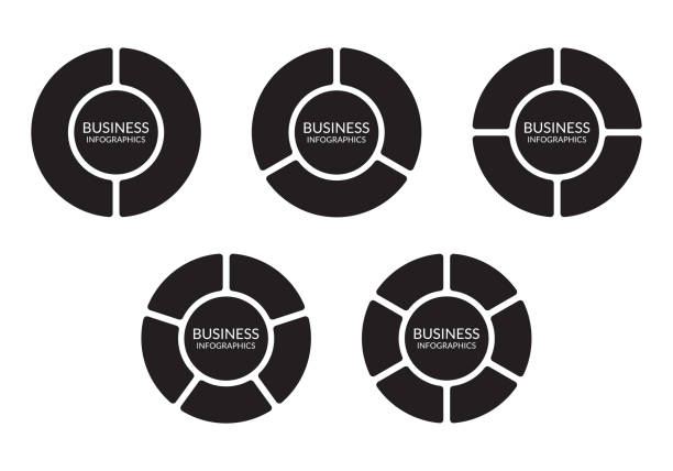 ilustrações, clipart, desenhos animados e ícones de o gráfico de torta ajustou-se com 2, 3, 4, 5, 6 seções, níveis ou etapas. ícones do diagrama do círculo para o infographic, ui, web design, apresentação do negócio. ilustração do vetor. - 4 wheel