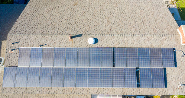 istock Closeup of solar panels 1175949959