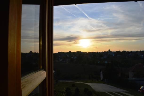 istock the sunset landscape in the village 1175950391