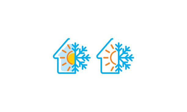 heating and air conditioning icon vector For your stock vector needs. My vector is very neat and easy to edit. to edit you can download .eps. cool climate stock illustrations