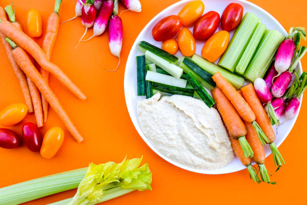 istock Fresh Vegetable Crudite Platter With Hummus 1175952570