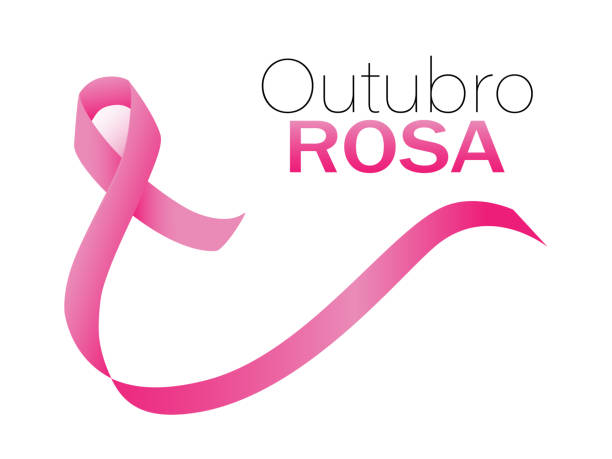 różowy październik w języku portugalskim - cancer symbol isolated on white white background stock illustrations