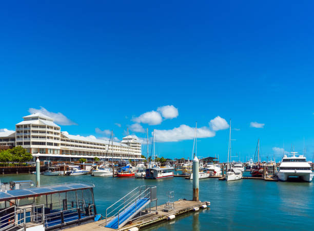 Port in Cairns, Australia. Copy space for text Port in Cairns, Australia. Copy space for text. cairns australia stock pictures, royalty-free photos & images