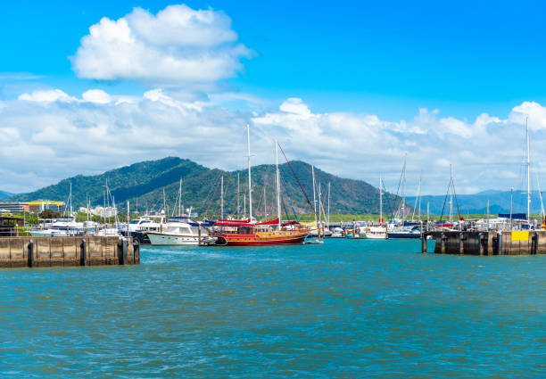 Port in Cairns, Australia. Copy space for text