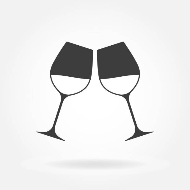 ilustrações, clipart, desenhos animados e ícones de felicidades ícone. dois copos de vinho. ilustração do vetor. - 3670