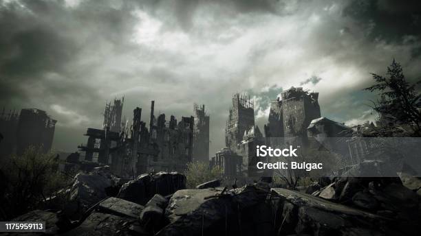 Post Apocalyptic Urban Landscape Stock Photo - Download Image Now - City, War, Apocalypse
