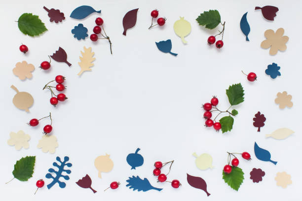 istock Autumn thanksgiving pattern with hand cut fabric plant silhouettes 1175963979
