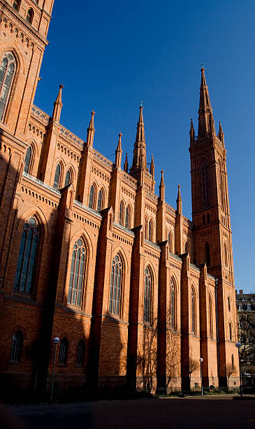 Marktkirche Wiesbaden - expressive lighting and shadows  church hessen religion wiesbaden stock pictures, royalty-free photos & images