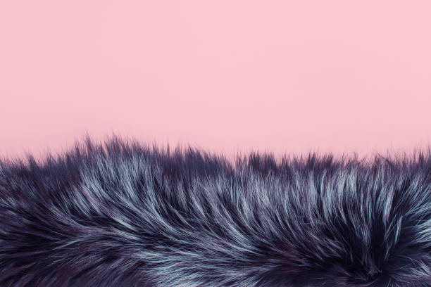 Synthetic fur with long dark white bristles stock photo