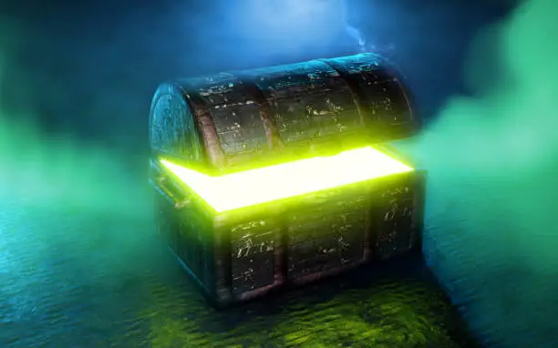 Pandora's box with green smoke 3d render