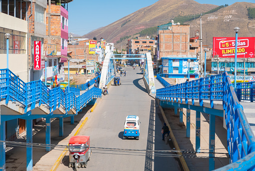 Sicuani Peru, August 17 this pedestrian bridge allows the crossing of the city center offering a panoramic view Shoot on August 17, 2019