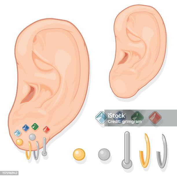 Ear With Earrings Stock Illustration - Download Image Now - Earring, Hoop Earring, Vector