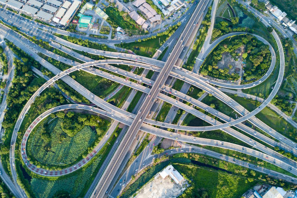 istock Aerial view of road interchange 1175973266