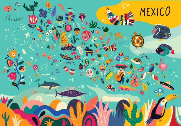 illustrazioni stock, clip art, cartoni animati e icone di tendenza di mappa del messico - the americas latin american and hispanic ethnicity map latin america
