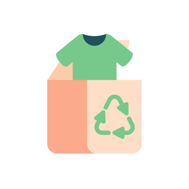 Green concept of recycle clothes and textile. Green concept of recycle clothes and textile. Old clothing and fabric for repurpose and re-use. t shirt transfer stock illustrations
