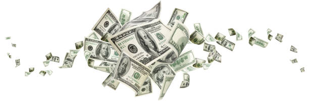 istock Money stack. Hundred dollars of America. Falling money isolated, us bill. 1175996182