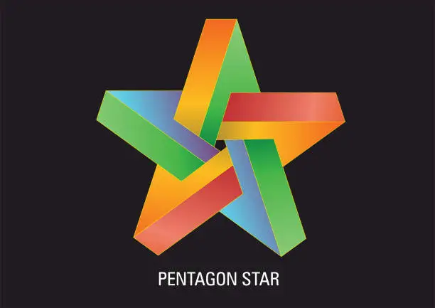 Vector illustration of Vector illustration of star pentagon in colorful shades.