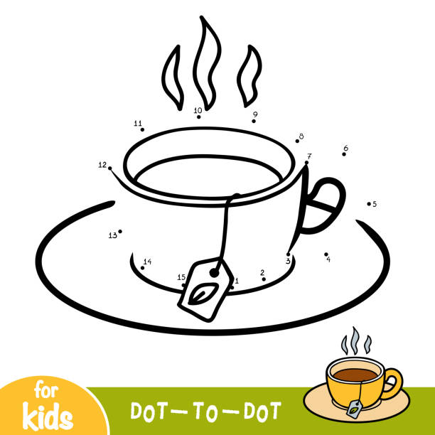 ilustrações, clipart, desenhos animados e ícones de jogo de números, educação dot to dot jogo, xícara de chá - joining the dots (expressão inglesa)