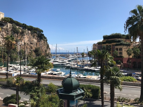 Monaco Ville, Monaco - September 7 2019: Port de Fontvielle marina boats and yachts