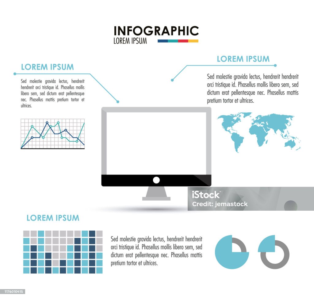 Infographic Computer Infographic And Computer Design Vector Illustration Stock Illustration ...