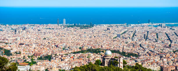 istock Panoramic view from Tibidabo amusement park, Barcelona, Catalonia, Spain 1176010753